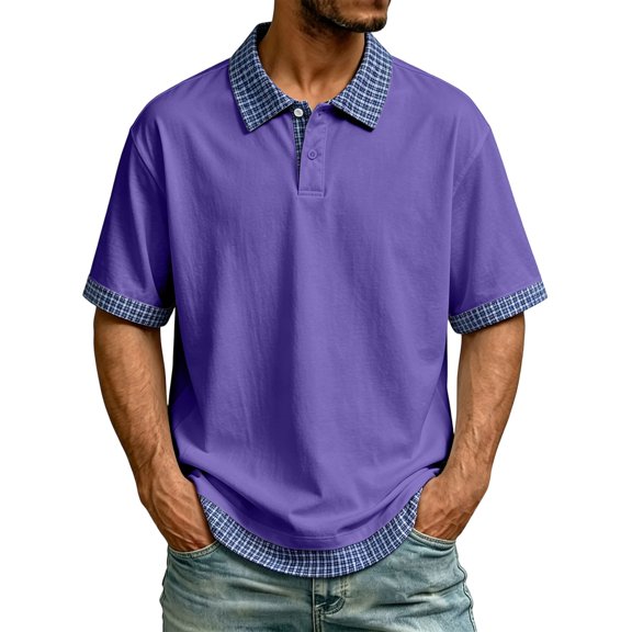 Maean Men's Short Sleeve Shirt V Neck Collared Loose Casual Fashion Summer Workout Gym Tops