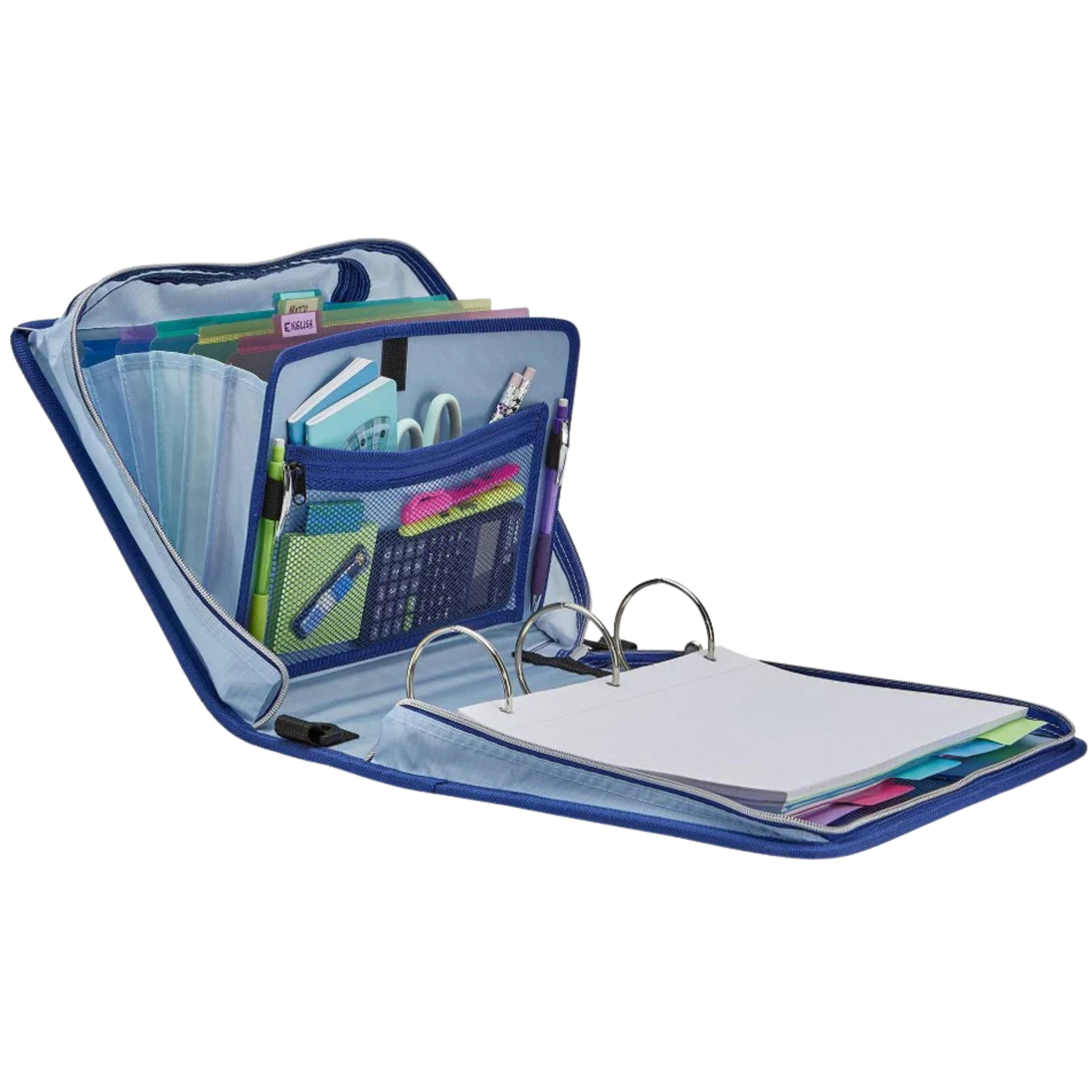 Case-it 3"  Mighty Zip Tab Zipper Binder in Hypnotic Blue