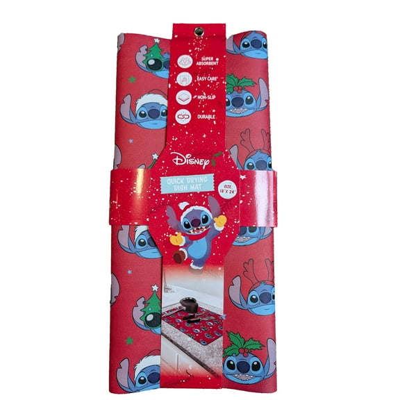 Disney Stitch Quick Drying Dish Mat Red Christmas Xmas 18"x24"
