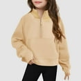 thumbnail image 2 of Garbnen Girls Half Zip Up Sweatshirt Solid Fleece Pullover Tops Kids with Pockets Fall Winter Long Sleeve Preppy Teen Clothes Girls Trendy Thumb Hole 15-16 Years, 2 of 3