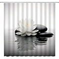 thumbnail image 2 of Spa Lotus Shower Curtain White Lotus Flower Gray Stones Water Lily Floral Japanese Style Relax Nature Bathroom Decor Fabric Bathroom Sets with Hooks, 2 of 3