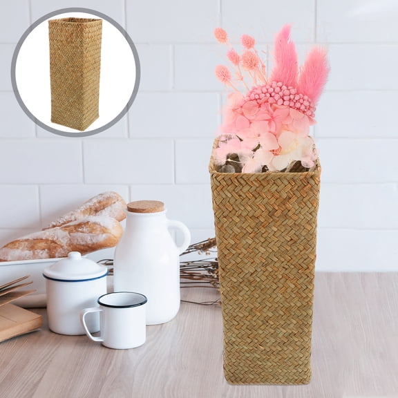 Raindrops Brown Tall Woven Vase Basket for Fresh and Dried Flowers Home Decor Decorative