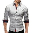 thumbnail image 1 of Camisa de manga larga para hombre, solapa de Color puro, delgada, cómoda, transpirable, agradable para la piel, para trabajo, viaje de negocios, 1 of 5