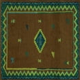 thumbnail image 1 of Ahgly Company Indoor Square Southwestern Turquoise Blue Country Area Rugs, 4' Square, 1 of 4
