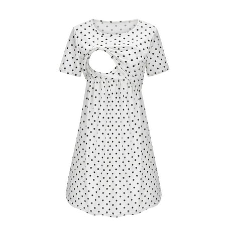 

Women s Casual Dress Women s Maternity Short Sleeve Dot Print Nursing Dress for Breastfeeding
