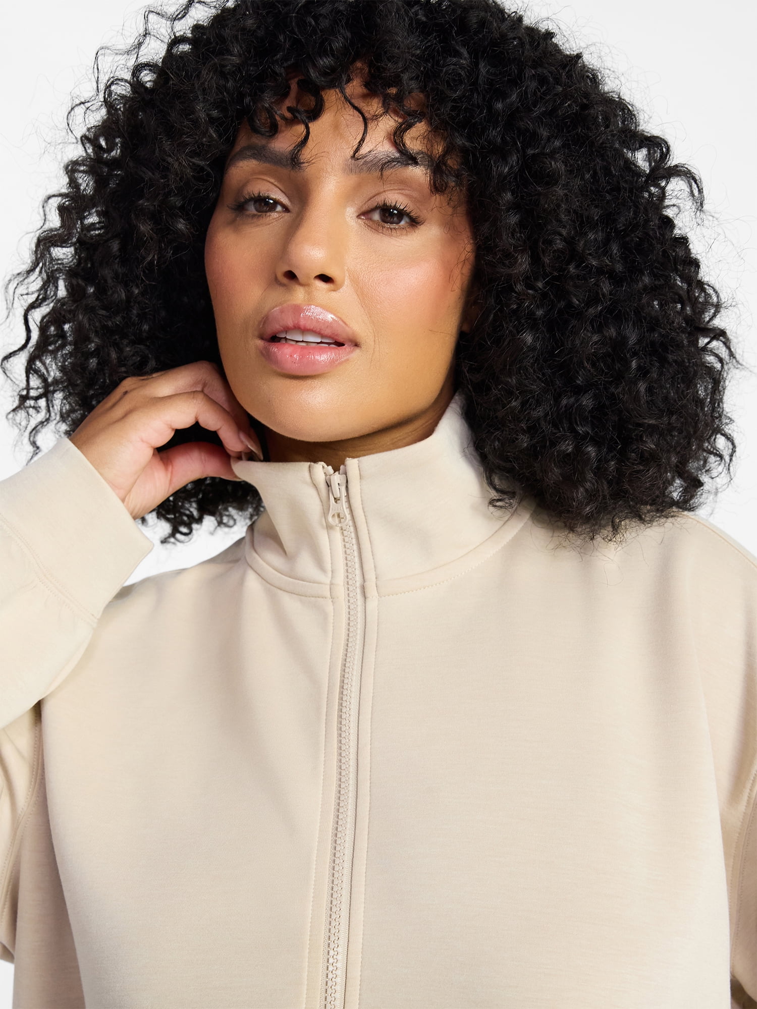 Terra & Sky Women's Plus Size Zip Up Scuba Knit Layering Top, Sizes 0X-5X