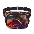 thumbnail image 1 of Gaeub Colorful Abstract Wave Motion Print Layer Fanny Pack with Adjustable Shoulder Strap,Square Double Layer Waist Bag,for Exercise Running Travel Hiking, 1 of 9