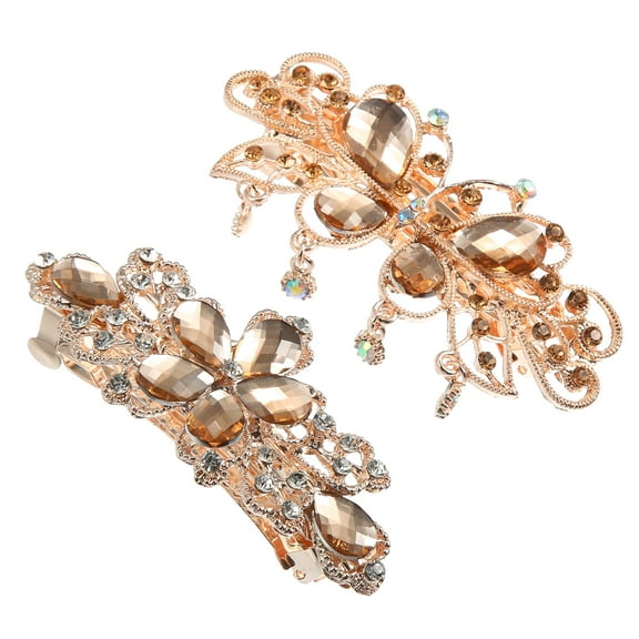 Vocoste 2 Pcs Hair Barrettes Hair Accessories for Women Hair Clips Sparkly Glittered Rhinestones Hairpin Champagne