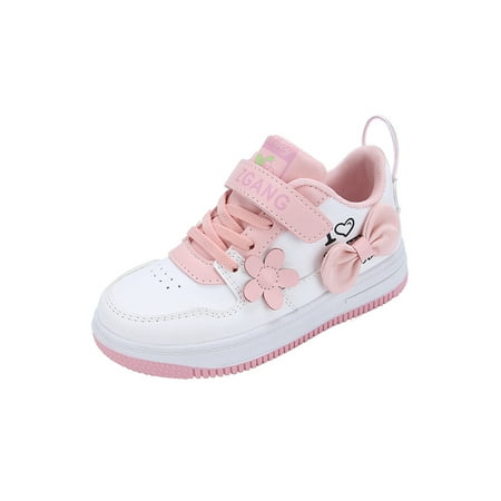 

Fangasis Children Skate Shoes Sports Sneakers Princess Casual Walking Shoe Girl Sneaker Gym Breathable Bowknot Trainers White 11.5C