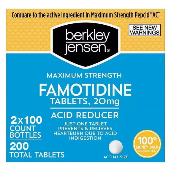 Berkley Jensen Maximum Strength Acid Controller Tablets, 2 Pack /100 Count Total Of 200 Tablets