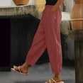 thumbnail image 2 of Linen Barrel Pants for Women Wide Leg Palazzo Cotton Drawstring Capris Casual Summer Beach Vacation Boho Baggy Trousers Pull On Light Brown XL, 2 of 7