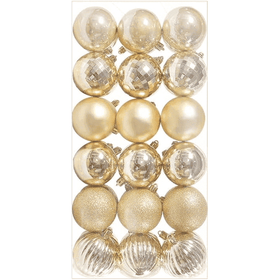 4cm/1.57inch Gold Christmas Balls,  36 Pieces Handmade Shatterproof Bauble for Xmas  for Home Party Wedding Decor