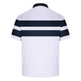 thumbnail image 5 of Men's Striped Henley Shirt Short Sleeve Slim Fit Button Up T-Shirt Stylish Casual Golf Tennis Tees Tops, 5 of 5