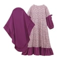 thumbnail image 5 of Girls Muslim Abaya Dress Long Sleeve Floral Prayer Dress with Hijab Long Sleeve Kaftan Dress Size 0-10 Years, 5 of 8