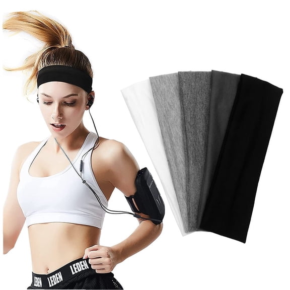 5 Pack Sports Headbands for Men, Moisture Wicking Workout Headband, Sweatband Headbands for Running, Cycling, Football, Yoga, Hairband for Women and Men