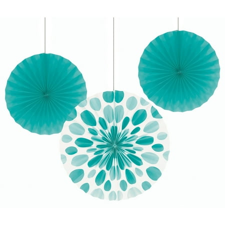 3ct Paper Lagoon Fan Set Teal