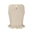 thumbnail image 7 of Wycnly Womens Tank Tops Sexy Elastic Waist Slim Fit Ruffle Hem Going out Tank Tops Summer Fashion Solid Round Neck Sleeveless Shirts Blouse Beige s, 7 of 7