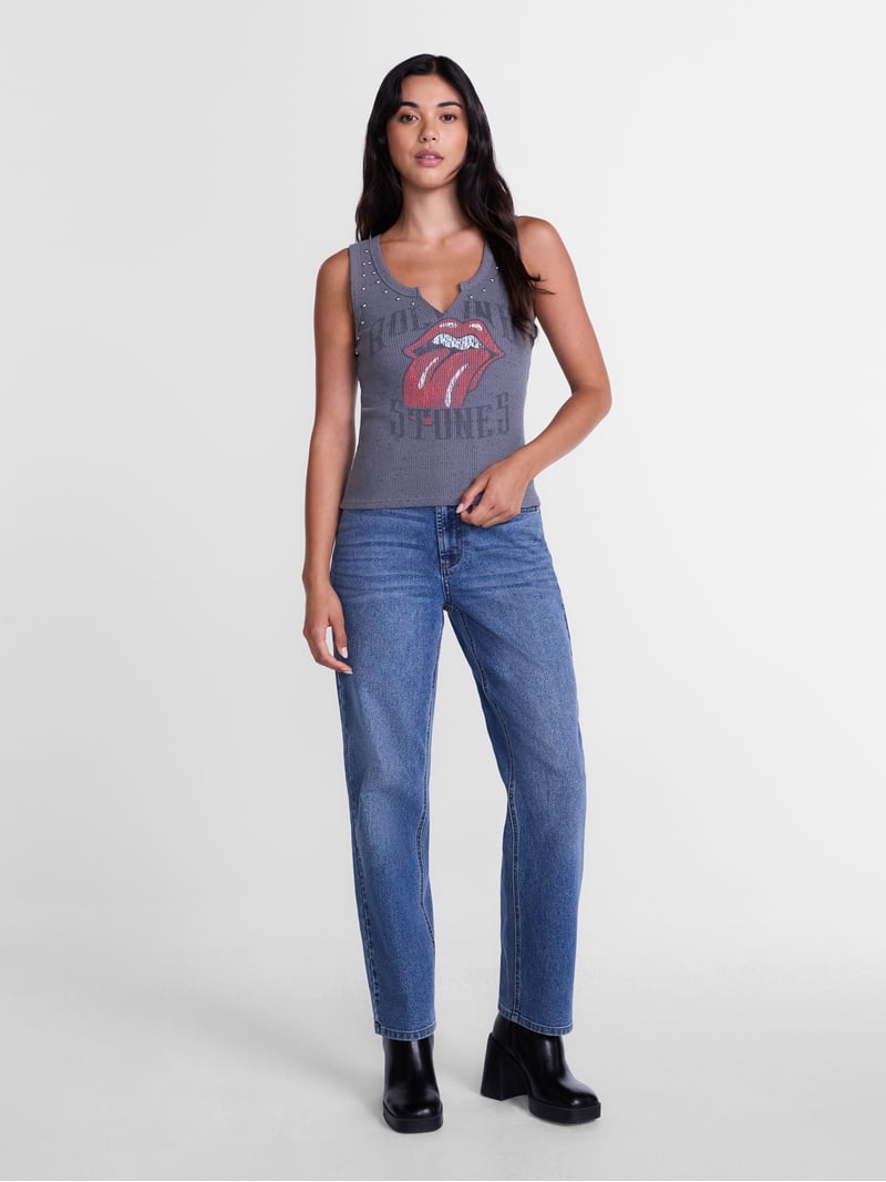 Rolling Stones Women's Studded Graphic Tank Top, Sizes XXS-4X
