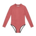 thumbnail image 4 of Swimsuit for Girls, Long Sleeve One Piece Rashguard, Solid Color Beach Vacation Swimsuit for Kids 2-13 Years, 4 of 7