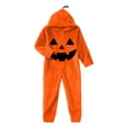 thumbnail image 4 of LNMQLPDBS Girls Halloween Pumpkin Onesie Hooded Loungewear Soft Fleece Zip Up Jumpsuit Cozy Pocketed Playsuit for Toddler Kids Holiday Party Daily Wear, 4 of 4