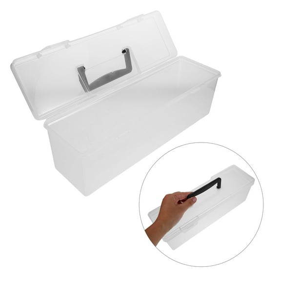 LOLIPPYY Clear Plastic Storage Box with Lid and Handle, Organizer Case for Kitchen Supplies or Craft Materials