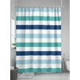 thumbnail image 5 of Shower Curtain Waterproof for Bathroom 72x72 Inch, Teal Blue Green Stripes Bath Curtain for Bath Stalls and Tub White Classic Striped Decorative Shower Curtains with Hooks, 5 of 8