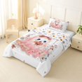 thumbnail image 2 of Manfei Halloween Bow Ghost Twin Comforter Sets 2pcs, Cute Rose Flower Pumpkin Bedding Set, Peach White,Reversible,1 Comforter and 1 Pillowcase, 2 of 6