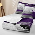 thumbnail image 4 of Erosebridal Purple Gray Quilt Full, Contemporary Brush Strokes Full Bedspread Sets, Gray Reversible 3-Piece 1 Coverlet and 2 Pillowcases, 4 of 7