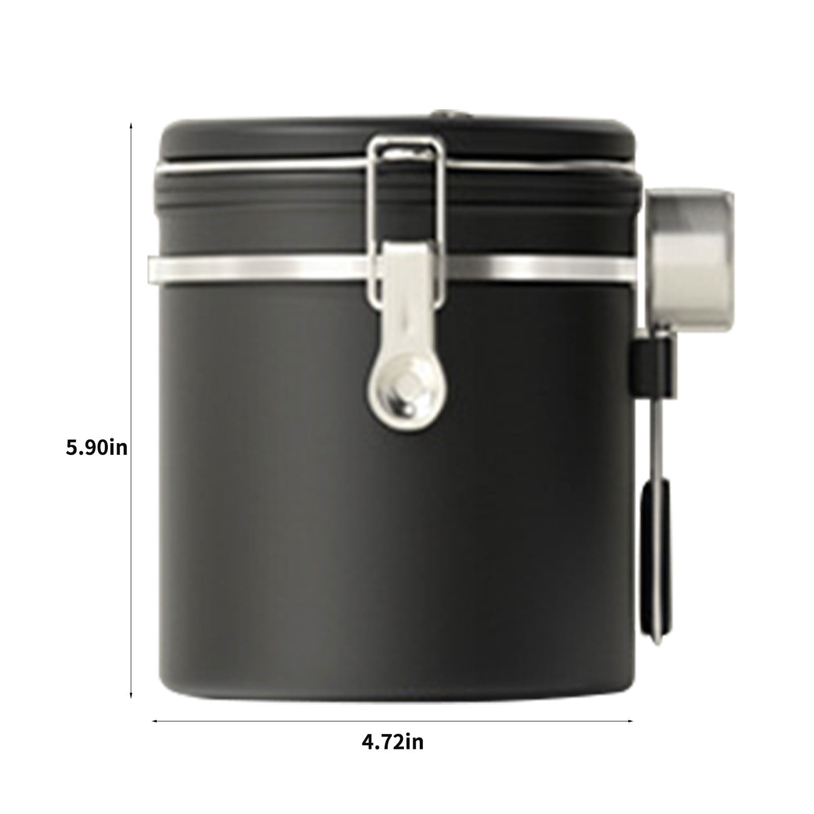 Hwuxmo Coffee Canister, Airtight Stainless Steel Kitchen Food Storage Container With Date And Scoop For Grounds Coffee,Beans, Tea, Flour, Cereal, Sugar(1.5L) Black