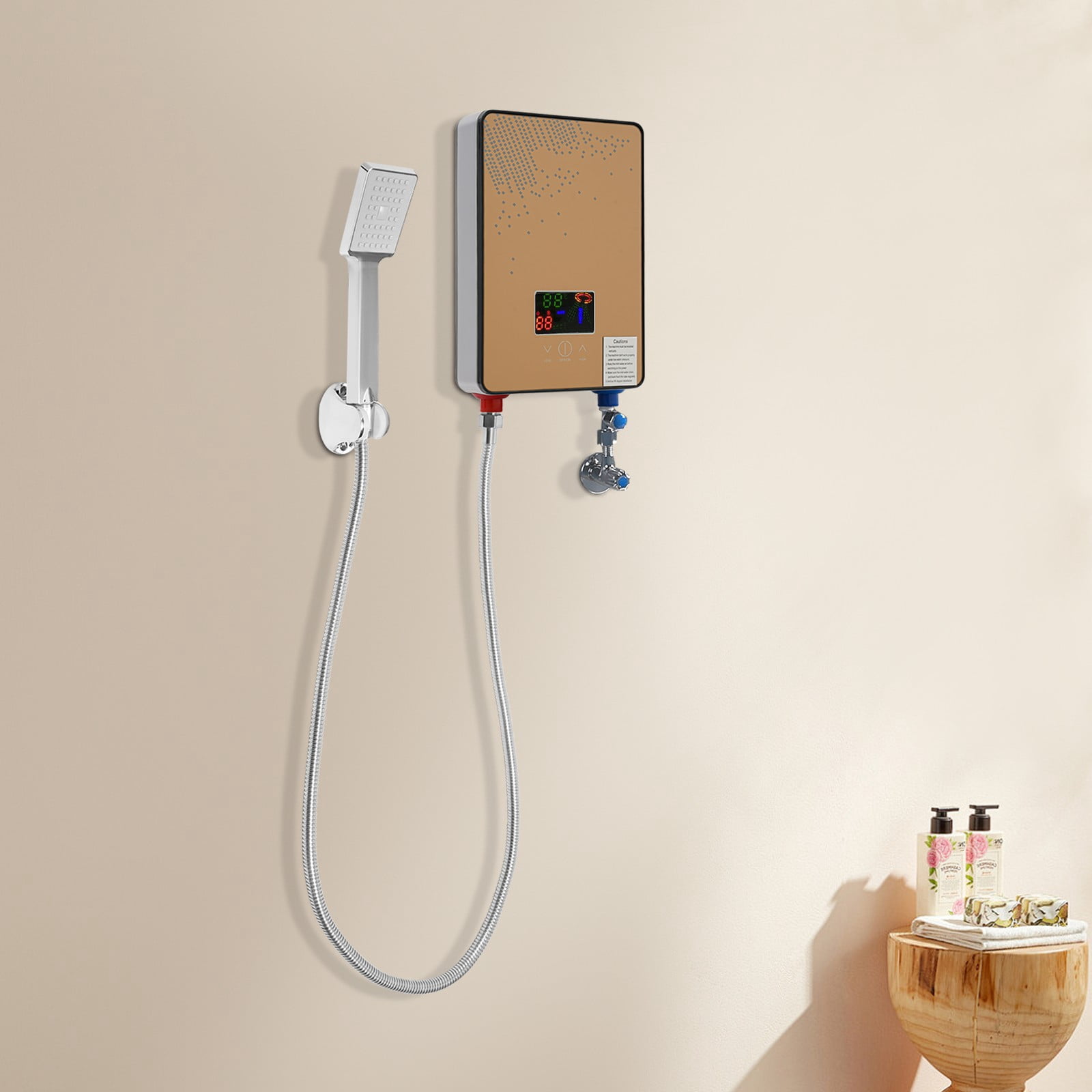 110V 4500W Wall-mounted Instant Electric Tankless Hot Water Heater On Demand Whole House Neu  for Bathrooms