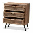 thumbnail image 2 of Baxton Studio Calida Brown Finished Wood and Rattan 3-Drawer Storage Cabinet, 2 of 9