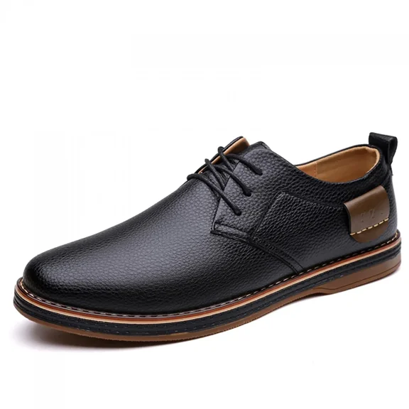 Mens Casual Leather Dress Shoes Classic Lace Up Wing Tips Oxford Sneakers Comfortable Soft Sole Non Slip Business Formal Derby Shoes for Office Work Driving Walking