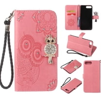 iPhone 8 Plus Case, iPhone 7 Plus Case, Allytech PU Leather Glitter Cute Owl Full Protective Cards Pockets Stand Feature Anti-Slip Wallet Cases Covesr for Apple iPhone 8 Plus, iPhone 7 Plus, Pink