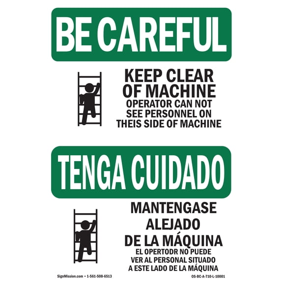 OSHA BE CAREFUL Sign - Always Face Ladder Safety Bilingual | Plastic Sign | Protect Your Business, Work Site, Warehouse & Shop Area | Made in the USA