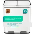 thumbnail image 3 of Home Zone Living 16 Gallon Stainless Steel Kitchen Trash and Recycling Can with CleanAura Odor Control and Soft Close Lids, White, 3 of 8
