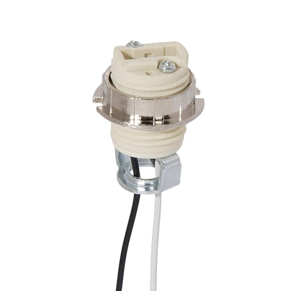 B&P Lamp® Porcelain G9 Socket with External Threads and Ring, 21 Inch Wire Leads