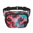 thumbnail image 1 of Fotbe Psychedelic Hairless Cat Cangurera Cuadrada con Estampado de Doble Capa, Bolsa de Cintura Ajustable Mini para Hombres y Mujeres, 1 of 9