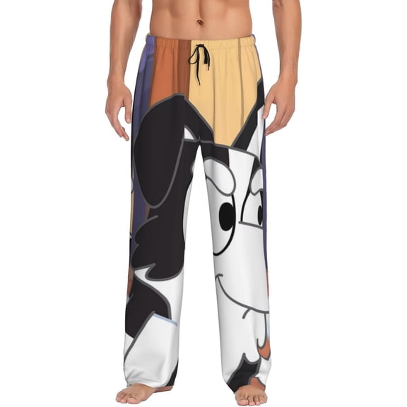 Silaia Bluey Print Mens Pajama Pants,Sleep & Lounge Pants, Men's Pajama Bottoms,PJ Bottoms with Pockets and Drawstring/Elastic Waist-