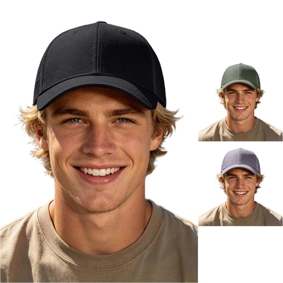XIAOCHA Solid Ribbed Textured Baseball Cap for Men Breathable Outdoor Sun Shield Dad Hat ,Black