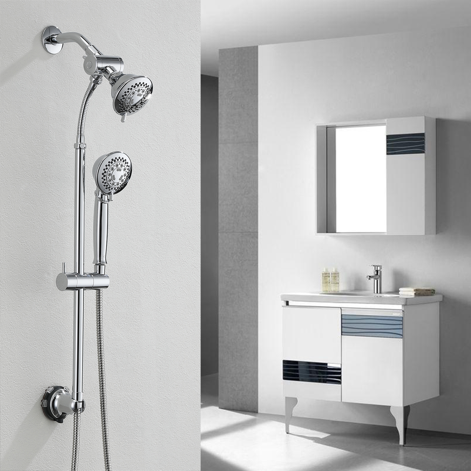 HOMELODY Shower Faucet Chrome Plated Shower heads Set, 5 Functions