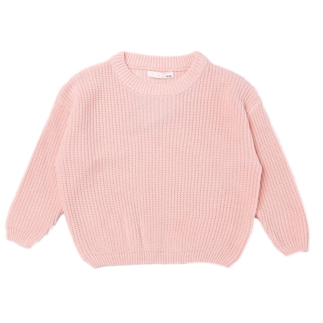 Suéter Para Niños, Bebé, Niña, Niño, Suéter De Punto De Gran Tamaño, Suéter De Cuello Redondo, Sudadera, Blusa De Manga Larga Cálida Sólida, Blusa Rosa Odeerbi LM103-4090