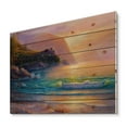 thumbnail image 2 of Designart 'Romantic Beach During Warm Evening' Nautical & Coastal Print on Natural Pine Wood, 2 of 5