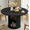 Black-Table with Storage, variant on Wirrytor Round Dining Room Table with Storage, Modern Round Table for 4, Kitchen table with 2-Layer Storage Shelves, Circle Dining Table,Natural
