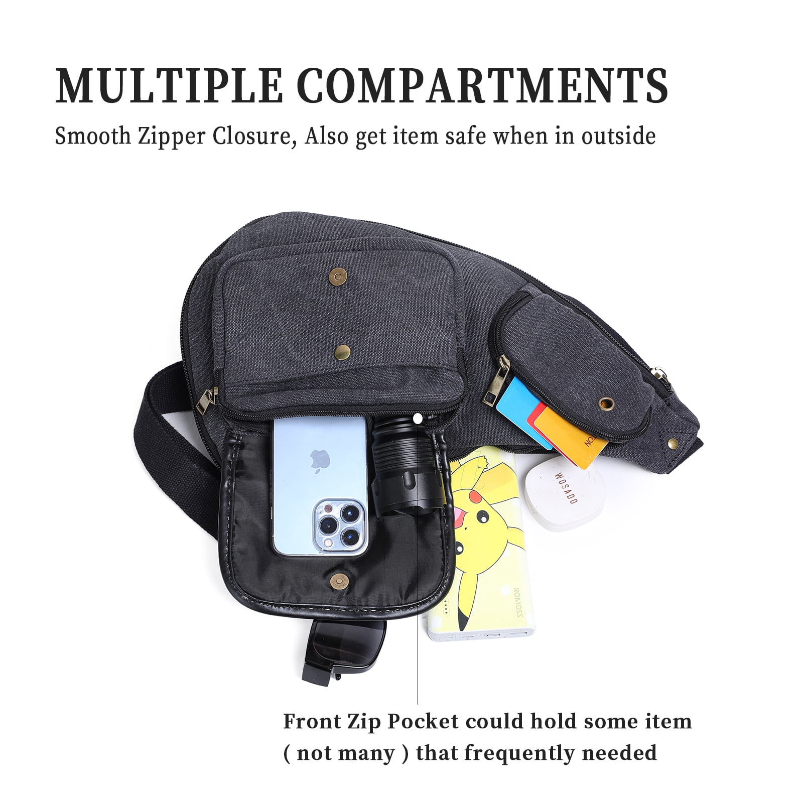 Canvas Zipper Shoulder One Strap Sling Bag for Men's, Travel, Hiking Daypack, Juzar Tapal Collection