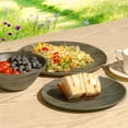 thumbnail image 4 of TP Dinnerware Sets, Melamine Dinner Service for 6, 18-Piece Plates and Bowls Set, Dishwasher Safe, Wood Grain, 4 of 8