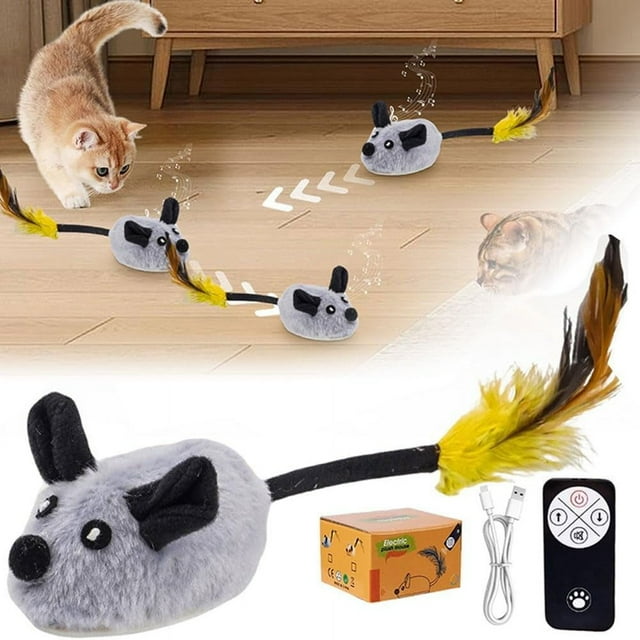 HLONK Interactive Cat Toy Mouse Moving Cat Toys for Indoor Cats 2024 New Remote Control Cat Toys Mice Electronic Moving Toy Squeaky Cat Toys for Cat Self Play Exercise Birthday Gift