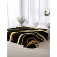 thumbnail image 5 of Black Gold Marble Queen Size Flat Sheet, Wrinkleproof & Fadeproof Cooling Flat Bed Sheet Only, Modern Geometric Textured Breathable Soft Bedding Top Sheets 90 x 102 Inches, 5 of 8