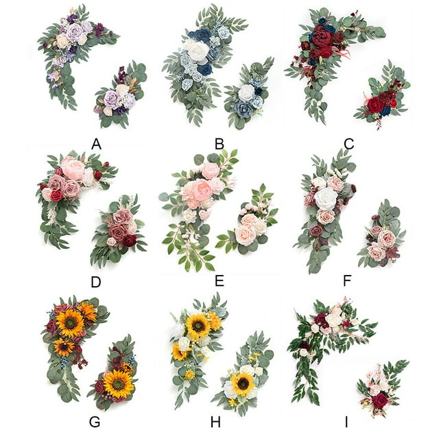 2 Pieces Wedding Artificial Arch Flower Fake Flowers Wall Decoration Party Supplies Background Adornment Simulation Plant Props Type 9