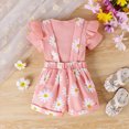 thumbnail image 4 of Baby Girls Clothes Set 2 Piece Summer Casual Solid Color Short Sleeve Rompers Top and Flower Print Overalls Shorts Kaprioy Toddler Girl Clothes 3M 6M 12M 18M, 4 of 9