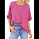 thumbnail image 2 of Camiseta Holgada Informal de Verano de Corta para Mujer. Rosa Roja M, 2 of 8